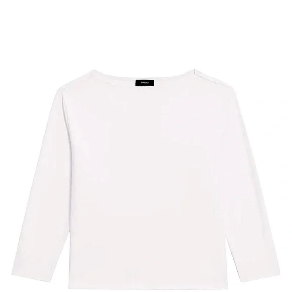 THEORY WHITE ATMOS LIGHT COTTON 3/4 SLEEVE TEE L - Picture 3 of 3